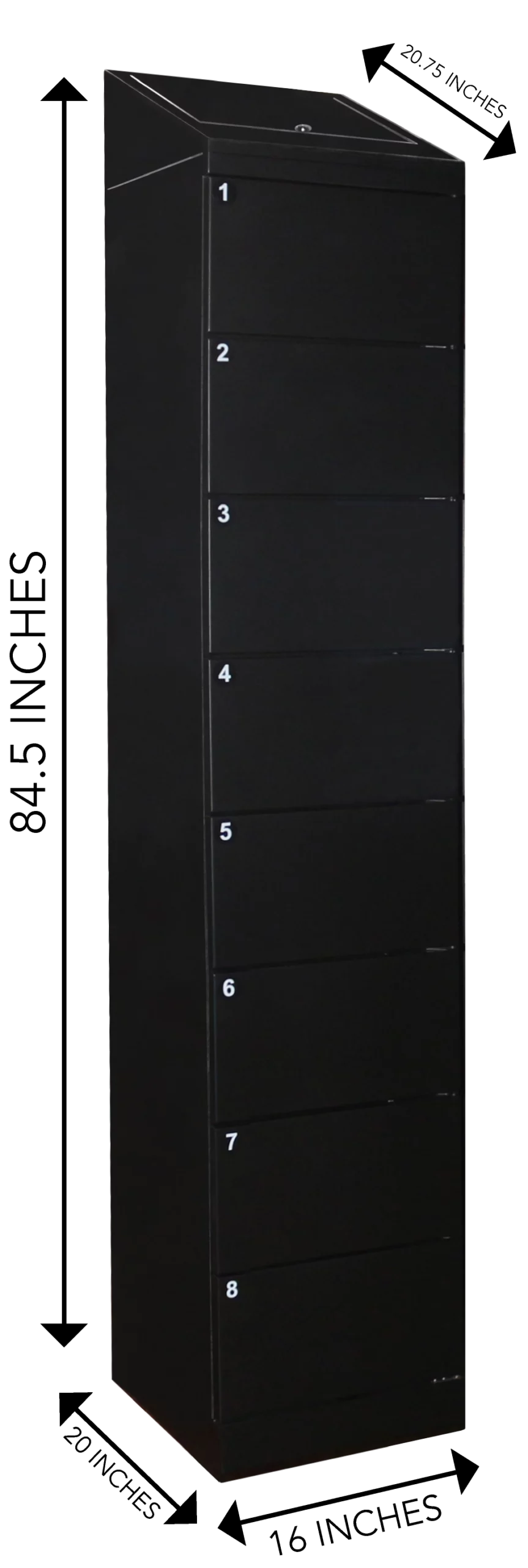 VV Locker Stack with Dimensions 8 Doors